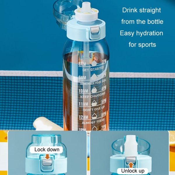 1000ml Large Capacity Fruity Water Bottle With 7 Flavor Rings Straw Drinking Cup Tritan Flavored Water Mug (Clear Pink) - Image 9