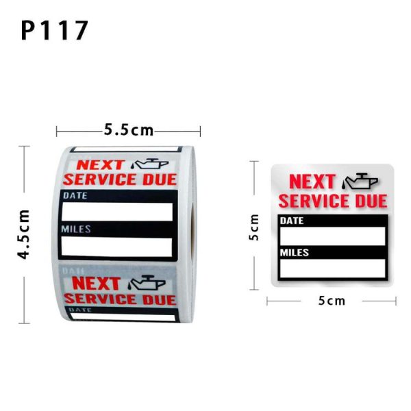Car Oil Change / Maintenance Reminder Window Sticker (100pcs / Roll) - Image 2