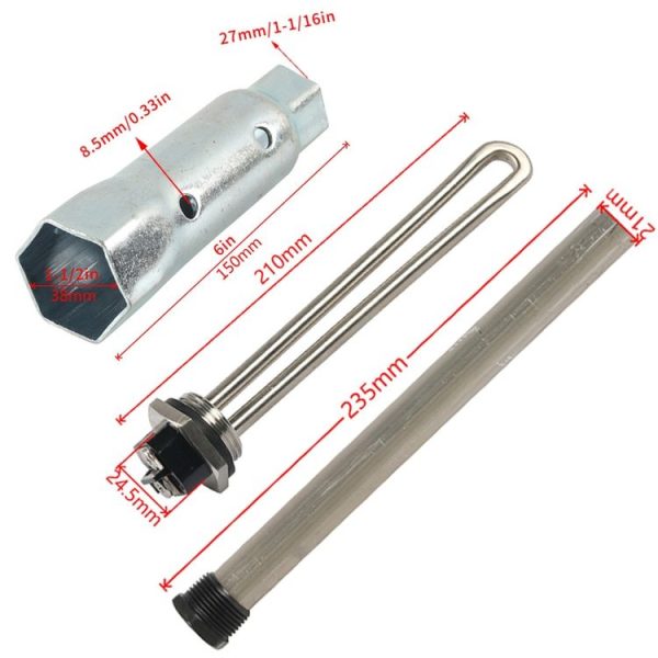 Water Heater Heating Element For RV Camper, Specifications: 27mm / 38mm Wrench Socket - Image 3