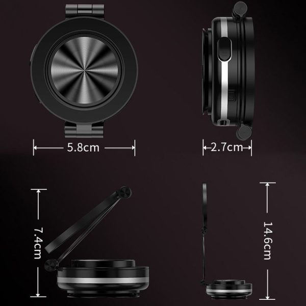 AIMITE C2 Car Vacuum Suction Cup Magnetic Three Axis Linkage Rotatable Cell Phone Holder (Black) - Image 15