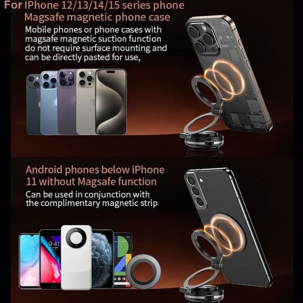 AIMITE C2 Car Vacuum Suction Cup Magnetic Three Axis Linkage Rotatable Cell Phone Holder (Black) - Image 16