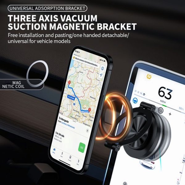AIMITE C2 Car Vacuum Suction Cup Magnetic Three Axis Linkage Rotatable Cell Phone Holder (Black) - Image 8