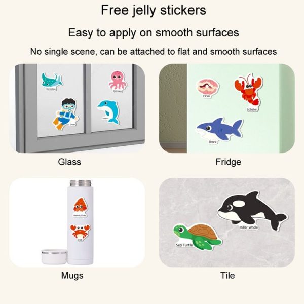 Kids Fun Toys Jelly Sticker Book Reusable Sticker Early Learning Baby Enlightenment Educational Toy, Style: Ocean World - Image 7