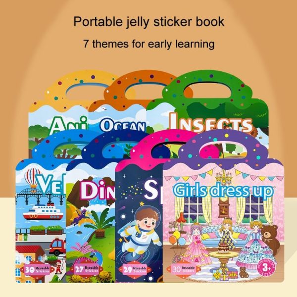 Kids Fun Toys Jelly Sticker Book Reusable Sticker Early Learning Baby Enlightenment Educational Toy, Style: Ocean World - Image 9