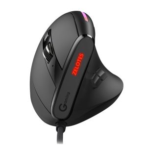 ZELOTES T50 9-Keys RGB Lighting Effect Vertical Grip Ergonomic Programming Wired Mouse (Black)