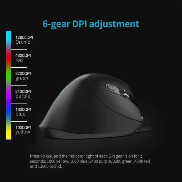 ZELOTES T50 9-Keys RGB Lighting Effect Vertical Grip Ergonomic Programming Wired Mouse (Black) - Image 7