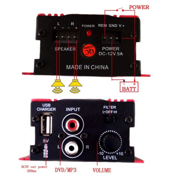 Kinter MA-150 Car Audio / Video 12V 2.0 Channel Mini Amplifier - Image 4
