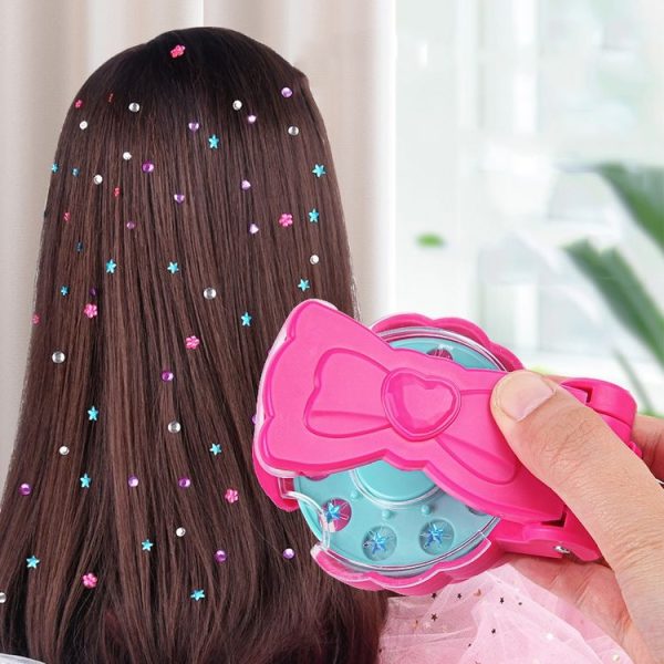 DIY Crystal Rhinestone Sticker Hair Decor Magic Nail Machine Girls Play House Hair Sticker Toy, Style: With 12pcs Stickers - Image 2
