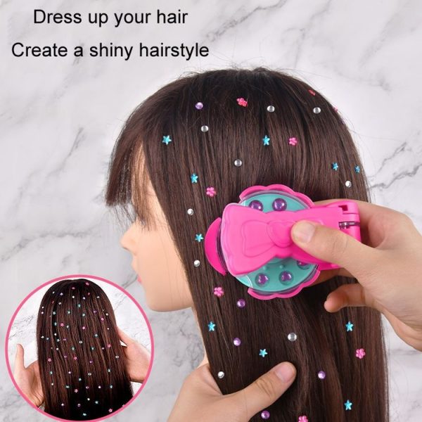 DIY Crystal Rhinestone Sticker Hair Decor Magic Nail Machine Girls Play House Hair Sticker Toy, Style: With 12pcs Stickers - Image 6