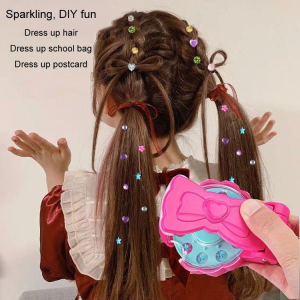 DIY Crystal Rhinestone Sticker Hair Decor Magic Nail Machine Girls Play House Hair Sticker Toy, Style: With 12pcs Stickers - Image 7