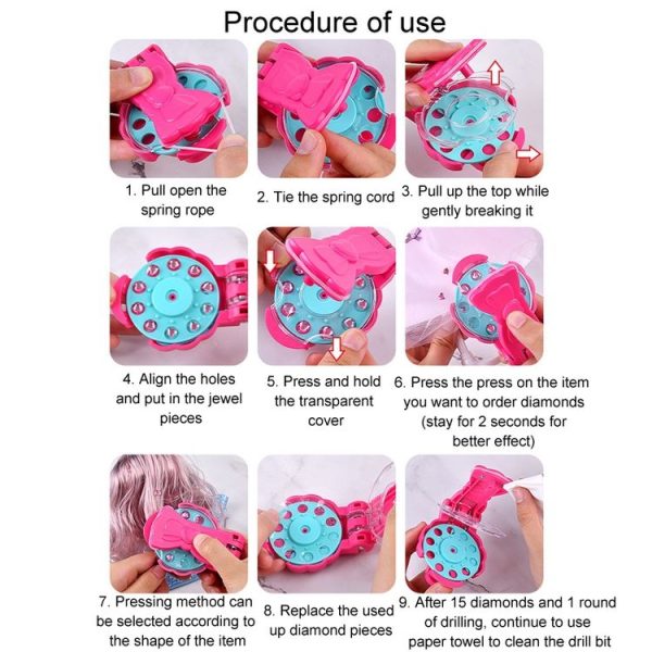 DIY Crystal Rhinestone Sticker Hair Decor Magic Nail Machine Girls Play House Hair Sticker Toy, Style: With 12pcs Stickers - Image 9