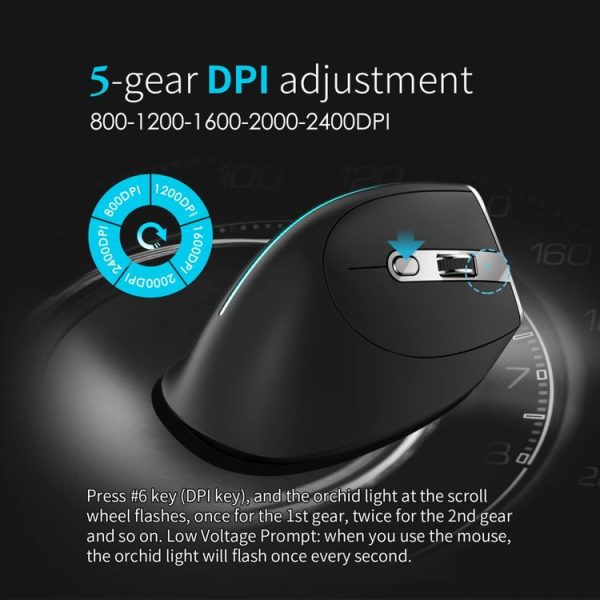 ZELOTES F36 9-Keys Vertical Grip Ergonomic Programming Dual Bluetooth + 2.4G Wireless Mouse (White) - Image 5