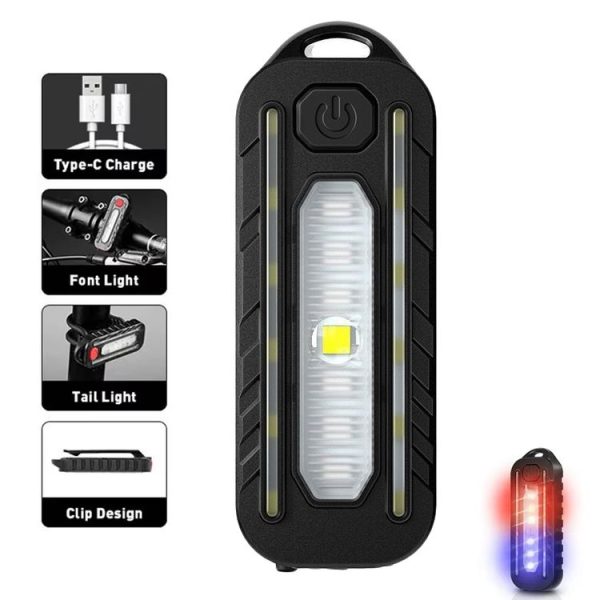 LED Shoulder Flashlight Bike Tail Light Type-C Recharge Outdoor Flashlight With Clip Patrol Safety Warning Lamp (B Model) - Image 4