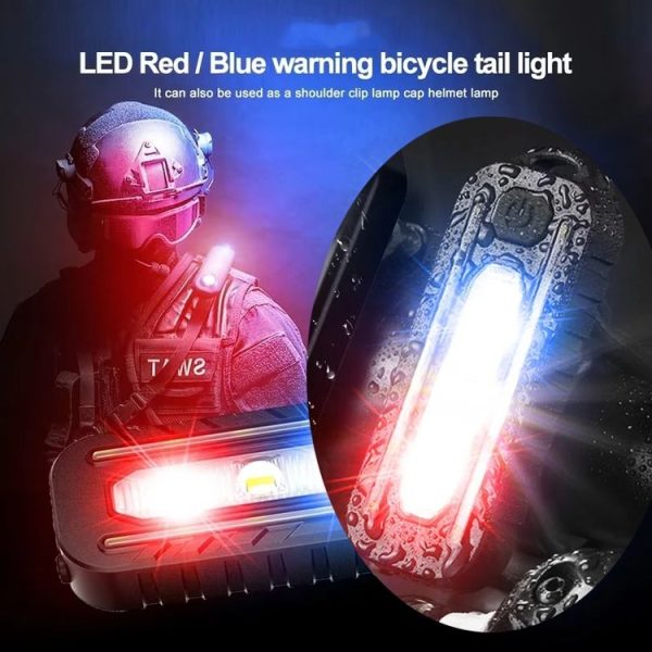 LED Shoulder Flashlight Bike Tail Light Type-C Recharge Outdoor Flashlight With Clip Patrol Safety Warning Lamp (B Model) - Image 7