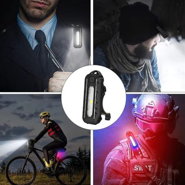 LED Shoulder Flashlight Bike Tail Light Type-C Recharge Outdoor Flashlight With Clip Patrol Safety Warning Lamp (B Model) - Image 8