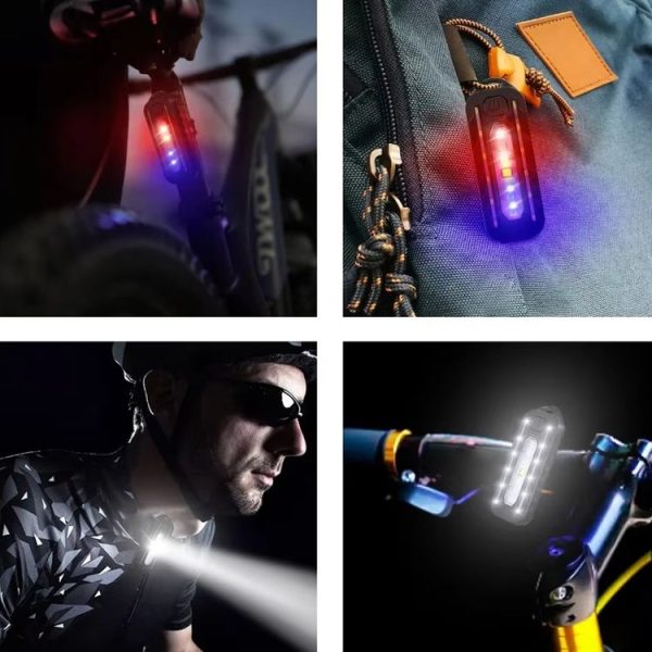 LED Shoulder Flashlight Bike Tail Light Type-C Recharge Outdoor Flashlight With Clip Patrol Safety Warning Lamp (B Model) - Image 9