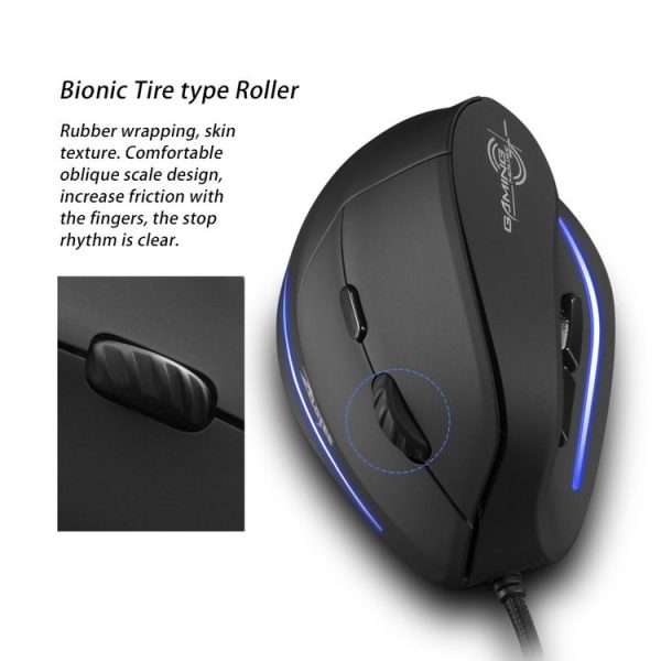 ZELOTES T20 6-Keys Vertical Grip Ergonomic Laptop Wired Mouse (Black) - Image 10