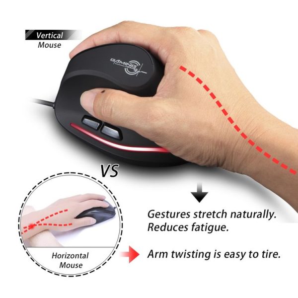ZELOTES T20 6-Keys Vertical Grip Ergonomic Laptop Wired Mouse (Black) - Image 6