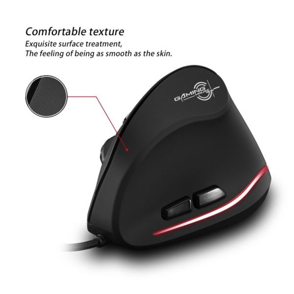ZELOTES T20 6-Keys Vertical Grip Ergonomic Laptop Wired Mouse (Black) - Image 7