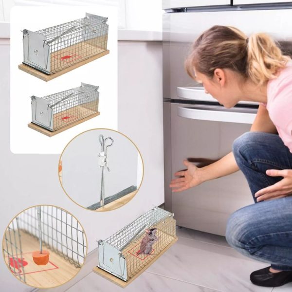Wooden Mousetrap Cage Live Animal Humane Trap Catch, Size: Small - Image 2
