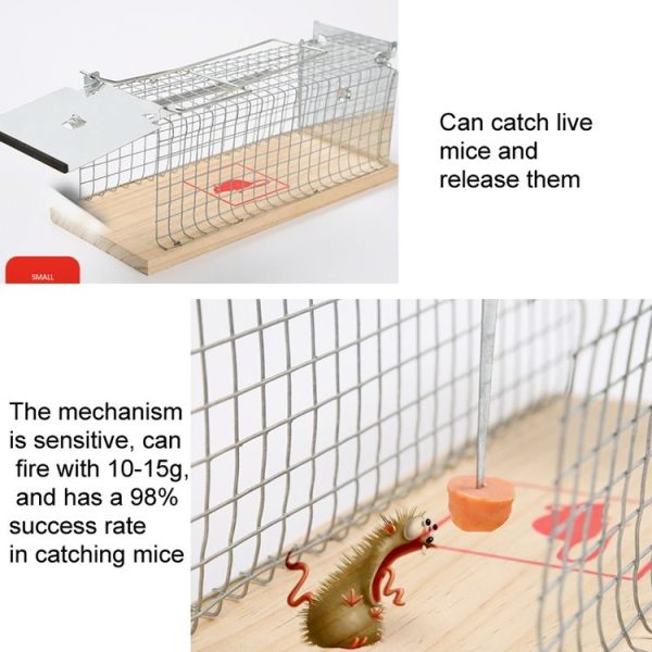 Wooden Mousetrap Cage Live Animal Humane Trap Catch, Size: Small - Image 5