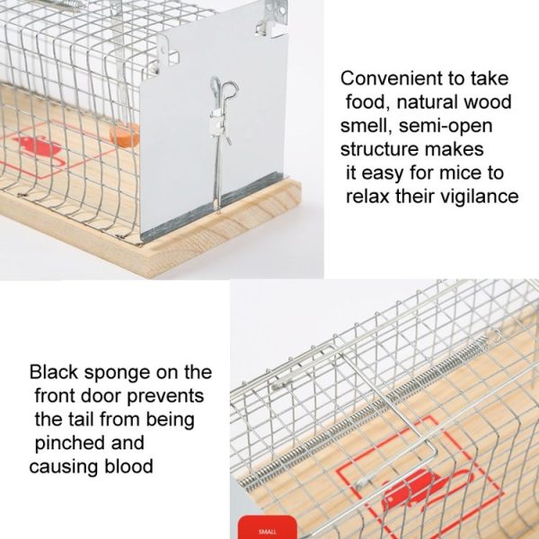 Wooden Mousetrap Cage Live Animal Humane Trap Catch, Size: Small - Image 6