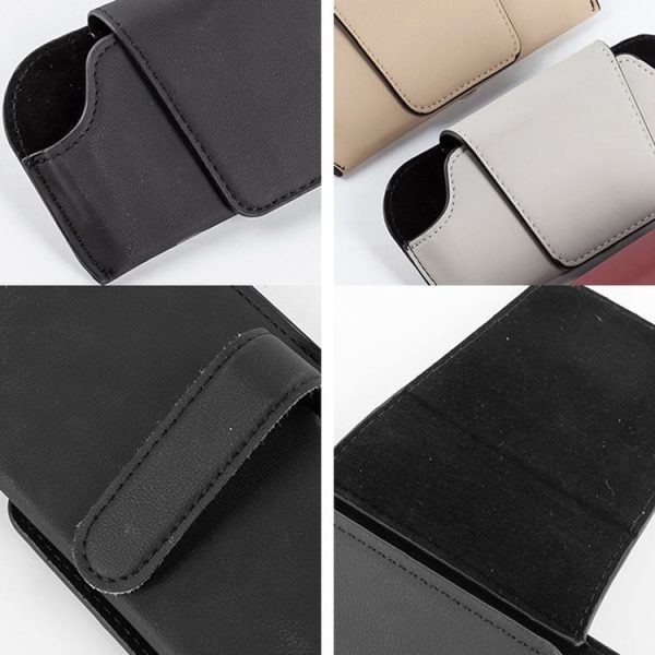 Car Eyeglasses Case Sun Visor Back Clip Sunglasses Organizer Multi-function Leather Sunglasses Clip (Black) - Image 5