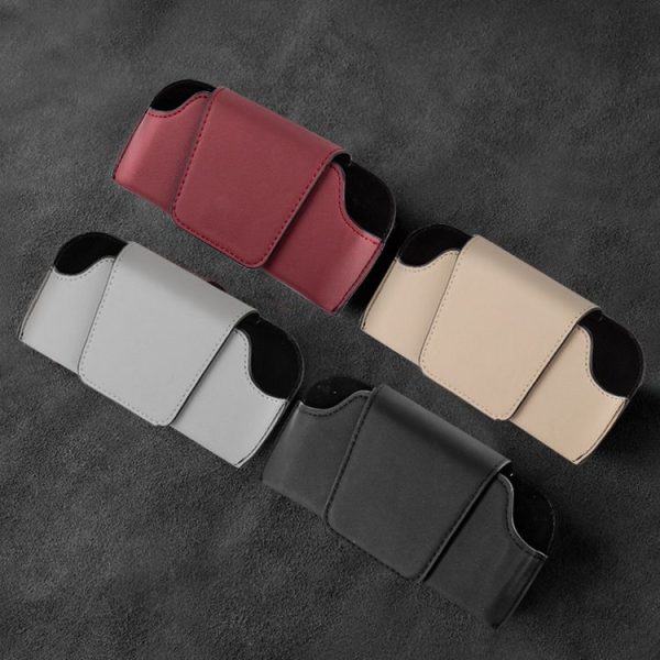 Car Eyeglasses Case Sun Visor Back Clip Sunglasses Organizer Multi-function Leather Sunglasses Clip (Black) - Image 8