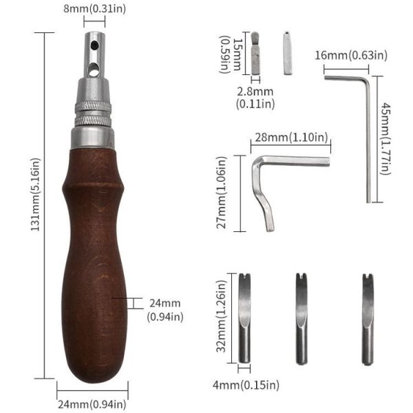 7 In 1 Leather Edge Presser Groove Cutter Edge Trimmer (Brown) - Image 3