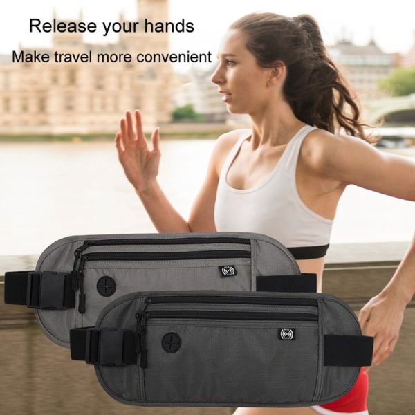 Sports Running Waist Pack Outdoor Fitness Large Capacity RFID Blocking Wallet Waterproof Phone Waist Bag (Black) - Image 12