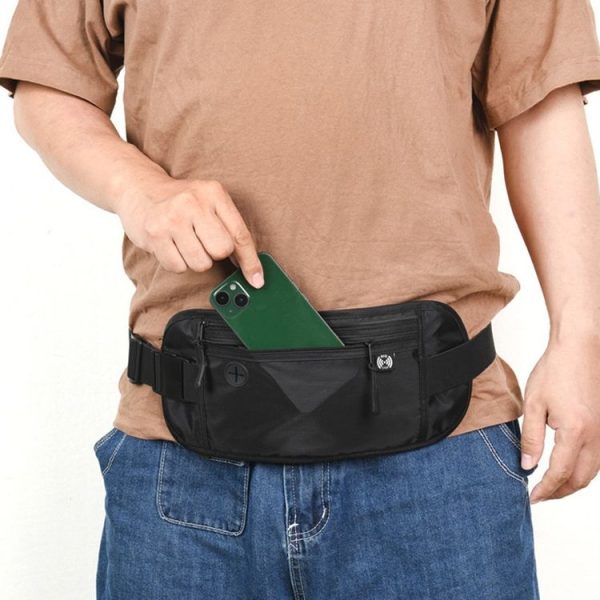 Sports Running Waist Pack Outdoor Fitness Large Capacity RFID Blocking Wallet Waterproof Phone Waist Bag (Black) - Image 13