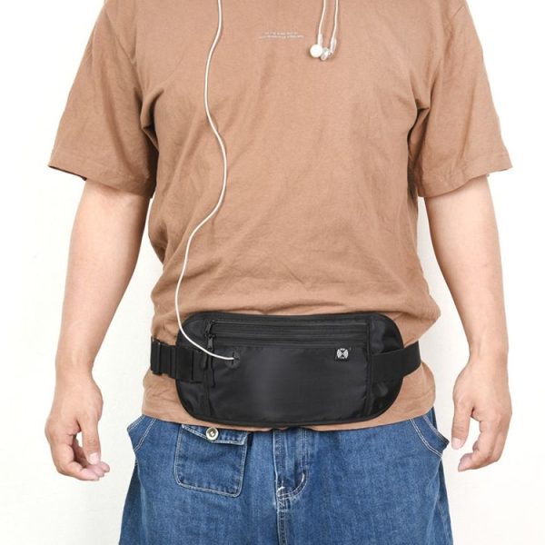 Sports Running Waist Pack Outdoor Fitness Large Capacity RFID Blocking Wallet Waterproof Phone Waist Bag (Black) - Image 2