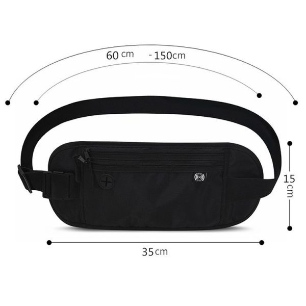 Sports Running Waist Pack Outdoor Fitness Large Capacity RFID Blocking Wallet Waterproof Phone Waist Bag (Black) - Image 4