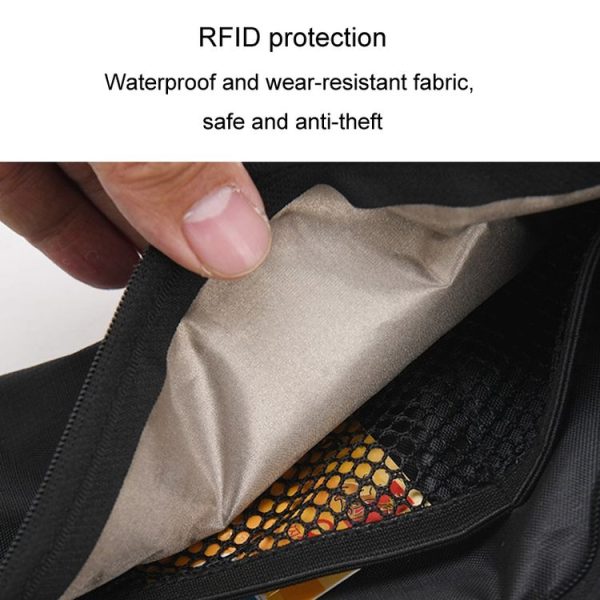 Sports Running Waist Pack Outdoor Fitness Large Capacity RFID Blocking Wallet Waterproof Phone Waist Bag (Black) - Image 7