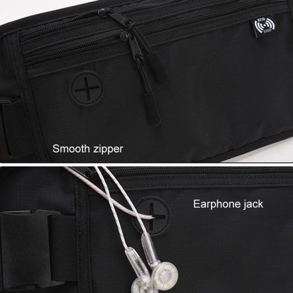 Sports Running Waist Pack Outdoor Fitness Large Capacity RFID Blocking Wallet Waterproof Phone Waist Bag (Black) - Image 8