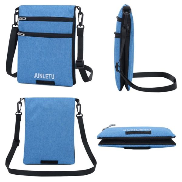JUNLETU Crossbody Bag Waterproof Cell Phone Bag Travel Documents Passport Card Neck Pouch (Dark Blue) - Image 3