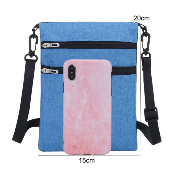 JUNLETU Crossbody Bag Waterproof Cell Phone Bag Travel Documents Passport Card Neck Pouch (Dark Blue) - Image 5