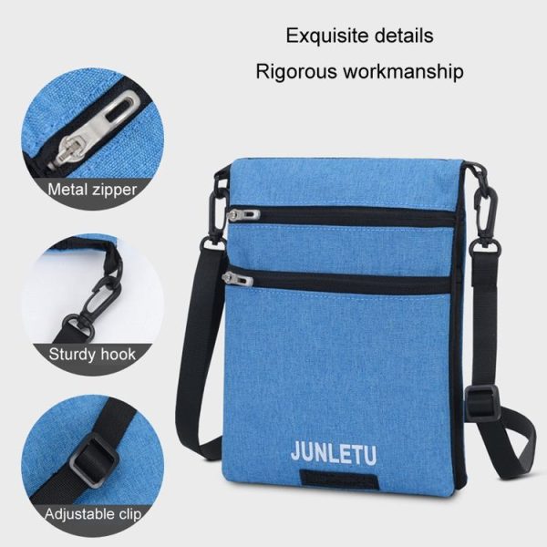 JUNLETU Crossbody Bag Waterproof Cell Phone Bag Travel Documents Passport Card Neck Pouch (Dark Blue) - Image 8