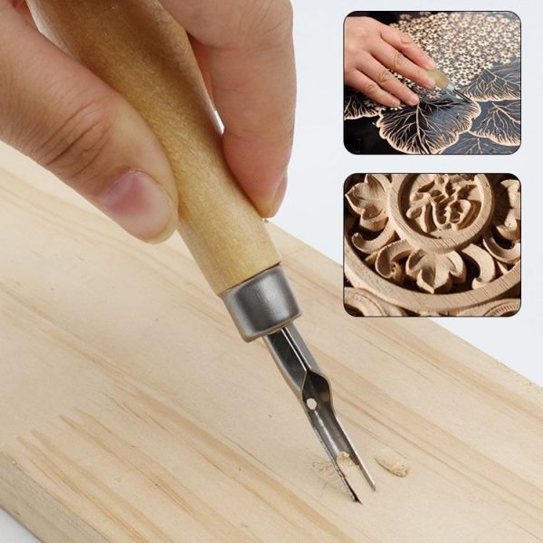 7pcs / Set Wood Handle Carving Knife Tool Art Combination Set (Five Blade Heads) - Image 6