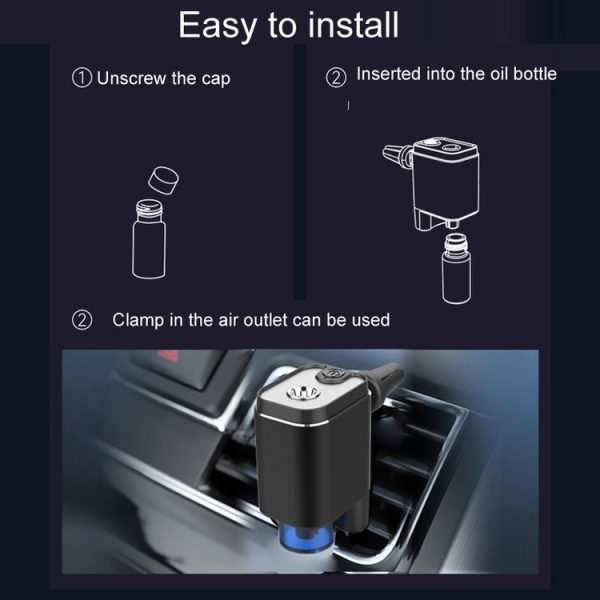 A26 Intelligent Car Air Vent Essential Oil Aromatherapy Diffuser Deodorizing Spray Scent Extender (Black) - Image 9