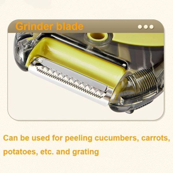 3-In-1 Multifunctional Rotary Peeler Household Kitchen Tools Scraper Fruit Grater (Green) - Image 6
