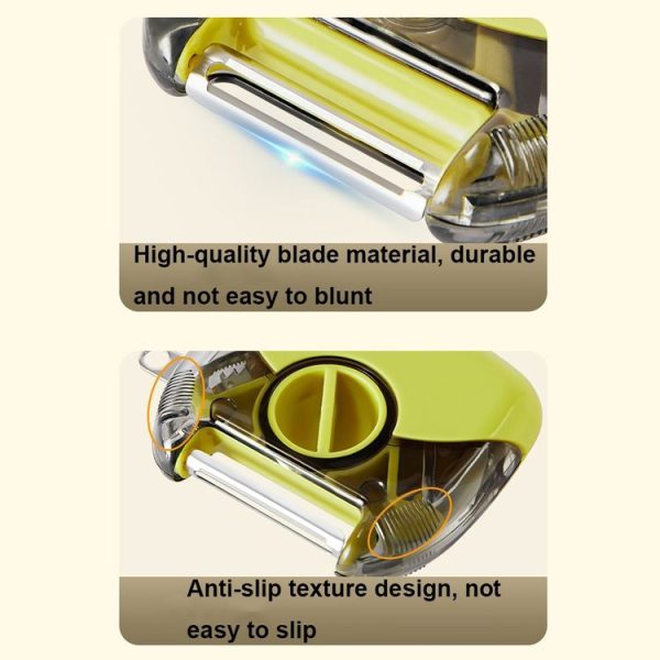 3-In-1 Multifunctional Rotary Peeler Household Kitchen Tools Scraper Fruit Grater (Green) - Image 8