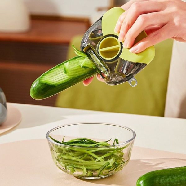 3-In-1 Multifunctional Rotary Peeler Household Kitchen Tools Scraper Fruit Grater (Green) - Image 9