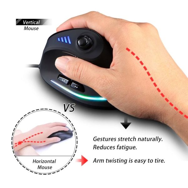 ZELOTES C18 11-Keys RGB Vertical Grip Ergonomic Joystick Programming Gaming Wired Mouse (Black) - Image 4