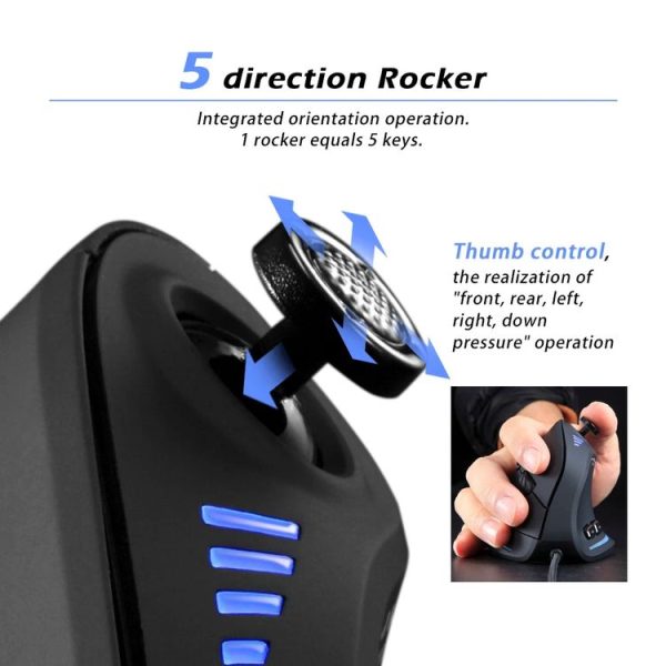 ZELOTES C18 11-Keys RGB Vertical Grip Ergonomic Joystick Programming Gaming Wired Mouse (Black) - Image 5
