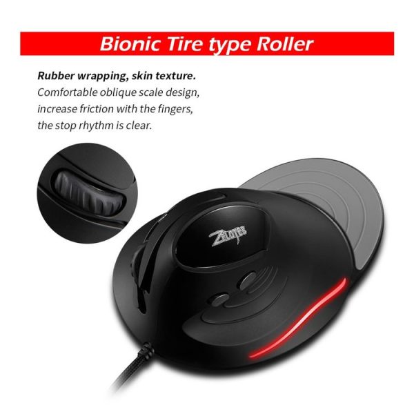 ZELOTES T30 6-keys Vertical Grip Detachable Ergonomic Wired Mouse (7-color Breathing Light) - Image 12