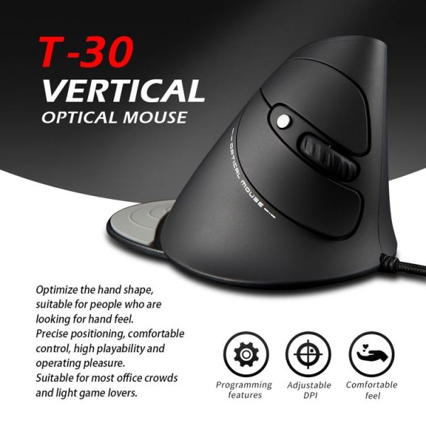 ZELOTES T30 6-keys Vertical Grip Detachable Ergonomic Wired Mouse (7-color Breathing Light) - Image 3
