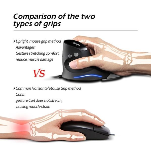 ZELOTES T30 6-keys Vertical Grip Detachable Ergonomic Wired Mouse (7-color Breathing Light) - Image 7