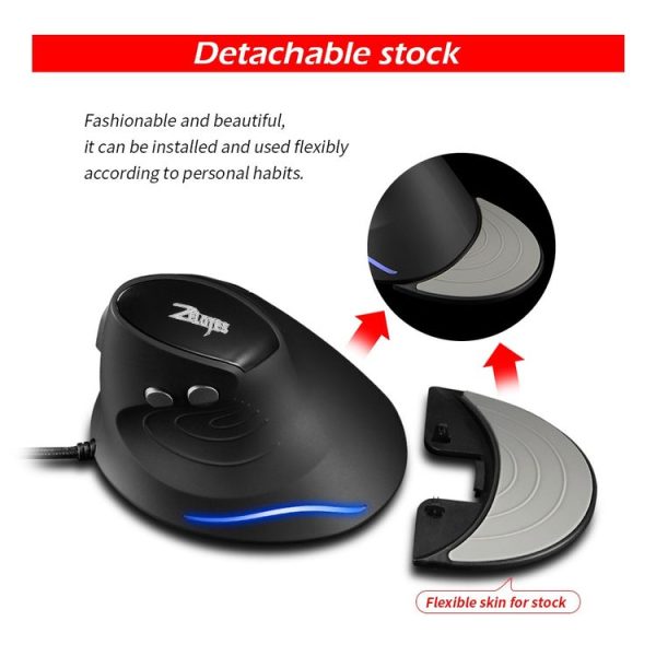 ZELOTES T30 6-keys Vertical Grip Detachable Ergonomic Wired Mouse (7-color Breathing Light) - Image 9