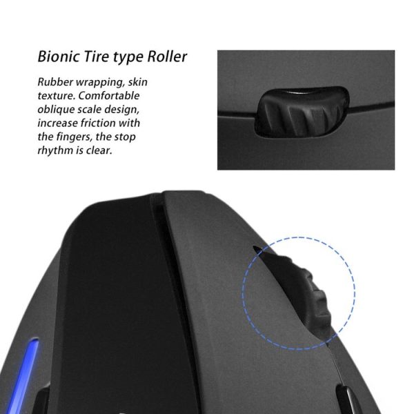 ZELOTES F35 6-buttons Vertical Grip Ergonomic Rechargeable Wireless Mouse (Blue Light) - Image 10